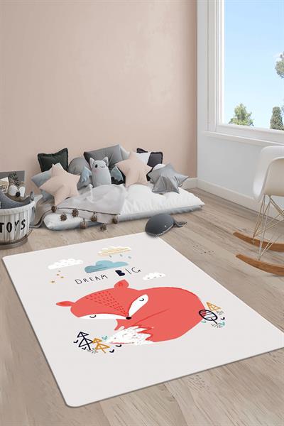 Kaymaz Taban Makinada Yıkanabilir Dijital Baskı Dream Big Desenli Genç Odası Halısı