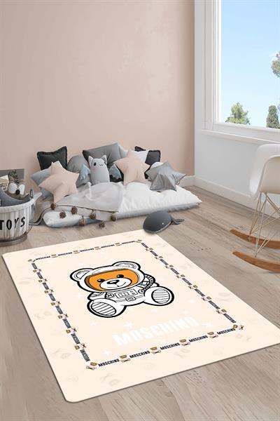 Kaymaz Taban Makinada Yıkanabilir Dijital Baskı Ayıcık Desenli Çocuk Odası Halısı Dot Taban Halı 02