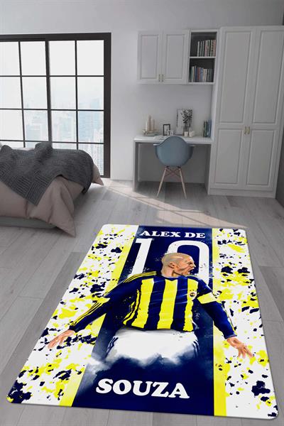 Kaymaz Taban Makinada Yıkanabilir Dijital Baskı Alex Desenli Çocuk Odası Halısı Dot Taban Halı 01