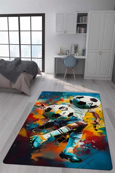 Kaymaz Taban Makinada Yıkanabilir Dijital Baskı Modern Desenli Çocuk Genç Odası Halısı Dot Taban Halı WLD02