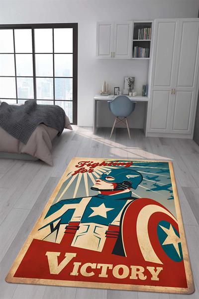 Kaymaz Taban Makinada Yıkanabilir Dijital Baskı Retro Desenli Çocuk Genç Odası Halısı Dot Taban Halı RTR12