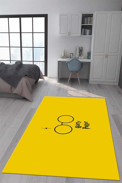 Kaymaz Taban Makinada Yıkanabilir Dijital Baskı Harry Potter Desenli Genç Odası Halısı