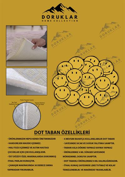 Kaymaz Taban Makinada Yıkanabilir Dijital Baskı Dekoratif Modern Desenli Nes Serisi Dot Taban Halı NES009