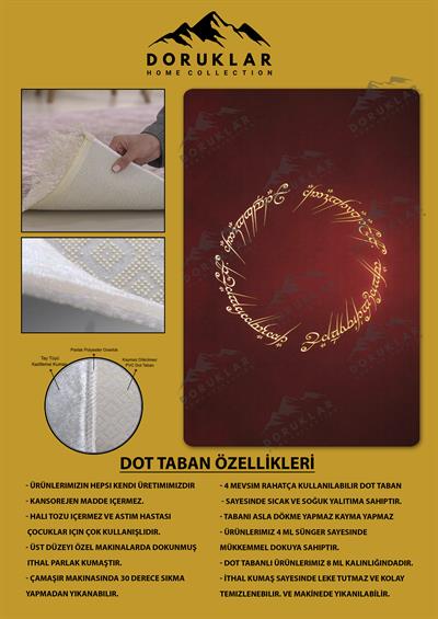 Kaymaz Taban Makinada Yıkanabilir Dijital Baskı Yüzüklerin Efendisi Desenli Genç Odası Halısı