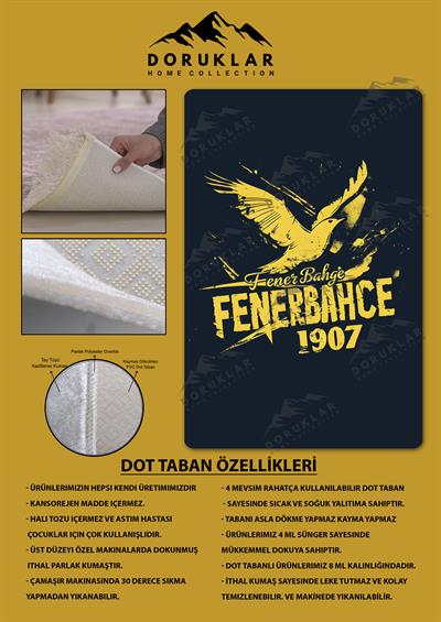 Kaymaz Taban Makinada Yıkanabilir Dijital Baskı Modern Desenli Genç Odası ve Çocuk Odası Halısı Dot Taban Halı