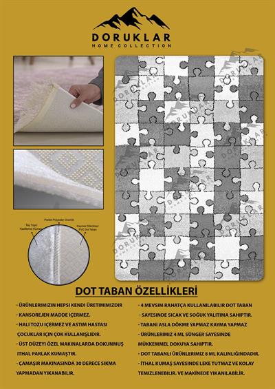 Kaymaz Taban Makinada Yıkanabilir Dijital Baskı Çocuk Odası Halısı Dot Taban Nes Kids Serisi Halı NESKD02