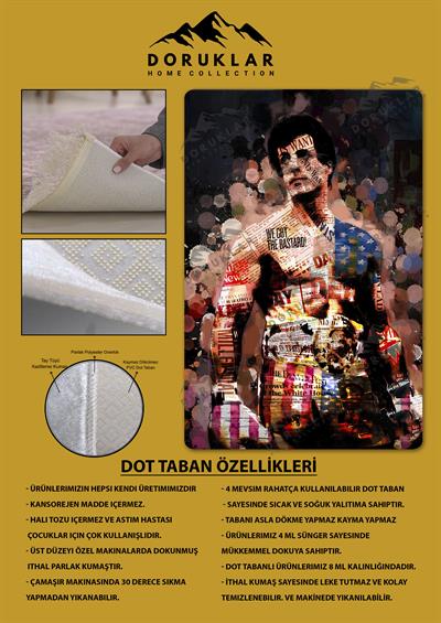 Kaymaz Taban Makinada Yıkanabilir Dijital Baskı Modern Desenli Çocuk Genç Odası Halısı Dot Taban Halı WLD21