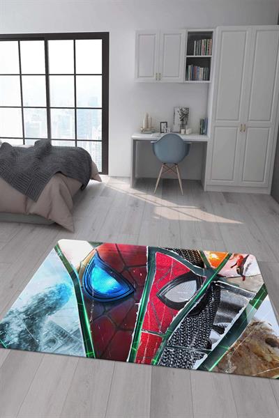 Kaymaz Taban Makinada Yıkanabilir Dijital Baskı Spiderman Desenli Çocuk Halısı