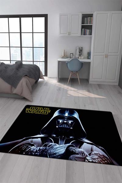 Kaymaz Taban Makinada Yıkanabilir Dijital Baskı StarWars Desenli Genç Odası Halısı