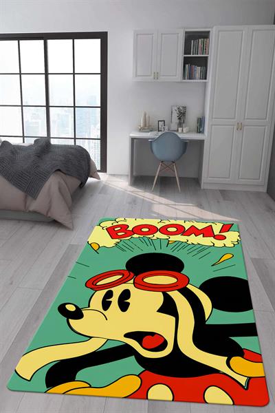 Kaymaz Taban Makinada Yıkanabilir Dijital Baskı Retro Desenli Çocuk Genç Odası Halısı Dot Taban Halı RTR23