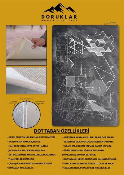 Kaymaz Taban Makinada Yıkanabilir Dijital Baskı Formül Desenli Genç Odası Halısı