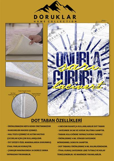 Kaymaz Taban Makinada Yıkanabilir Dijital Baskı Dekoratif Modern Desenli Çocuk Odası Halısı Dot Taban Halı