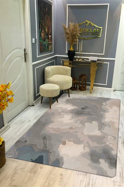 Kaymaz Taban Makinada Yıkanabilir Dijital Baskı Dekoratif Modern Desenli Rona Serisi Dot Taban Halı RN027