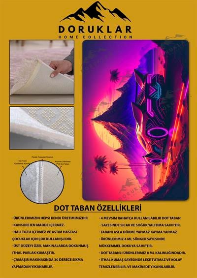 Kaymaz Taban Makinada Yıkanabilir Dijital Baskı Araba Desenli Genç Odası Halısı Dot Taban Halı GNC31