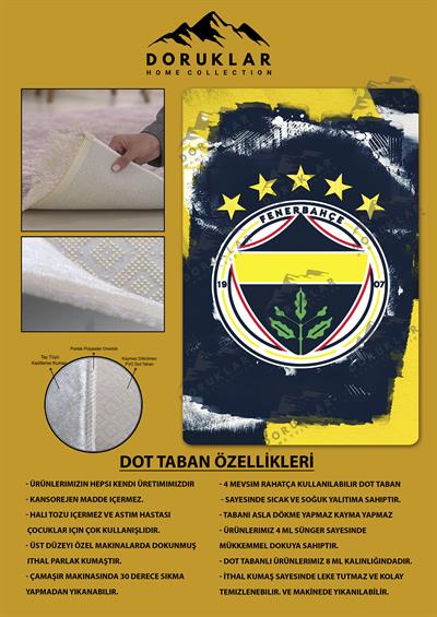 Kaymaz Taban Makinada Yıkanabilir Dijital Baskı Modern Desenli Genç Odası ve Çocuk Odası Halısı Dot Taban Halı