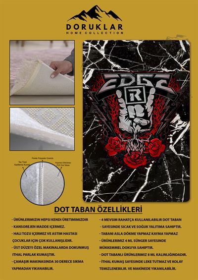 Kaymaz Taban Makinada Yıkanabilir Dijital Baskı Modern Desenli Çocuk Genç Odası Halısı Dot Taban Halı WLD17
