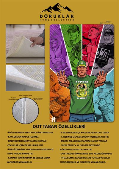 Kaymaz Taban Makinada Yıkanabilir Dijital Baskı Modern Desenli Çocuk Genç Odası Halısı Dot Taban Halı WLD30