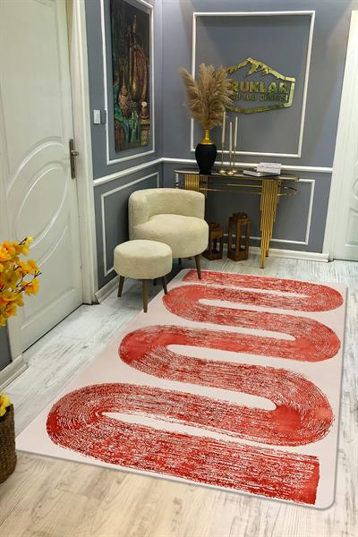 Kaymaz Taban Makinada Yıkanabilir Dijital Baskı Dekoratif Modern Desenli Rona Serisi Dot Taban Halı RN002