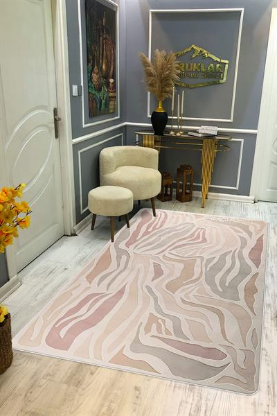 Kaymaz Taban Makinada Yıkanabilir Dijital Baskı Dekoratif Modern Desenli Nida Serisi Dot Taban Halı ND004