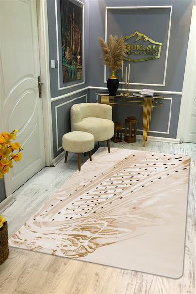Kaymaz Taban Makinada Yıkanabilir Dijital Baskı Dekoratif Modern Desenli Rona Serisi Dot Taban Halı RN024