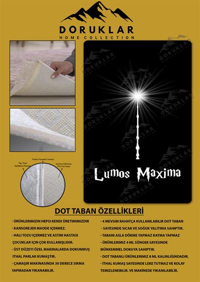 Kaymaz Taban Makinada Yıkanabilir Dijital Baskı Harry Potter Desenli Genç Odası Halısı Dot Taban Halı