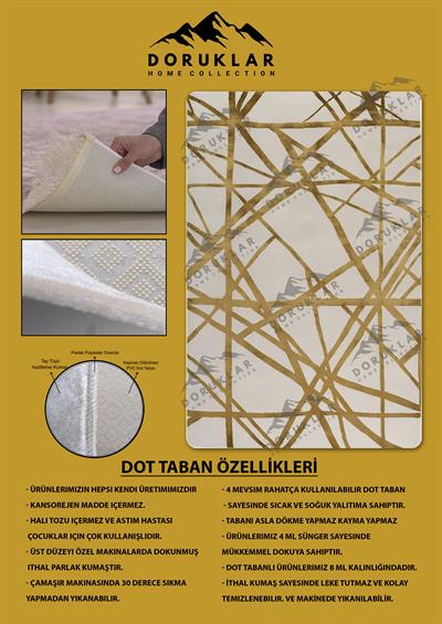 Kaymaz Taban Makinada Yıkanabilir Dijital Baskı Dekoratif Modern Desenli Rona Serisi Dot Taban Halı RN016
