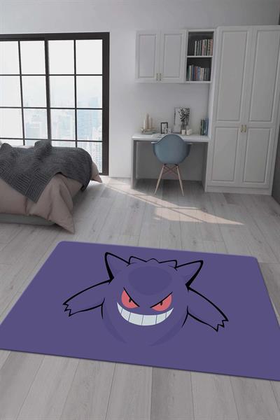 Kaymaz Taban Makinada Yıkanabilir Dijital Baskı Ganger Pokemon Desenli Genç Odası Halısı Dot Taban Halı GNC27