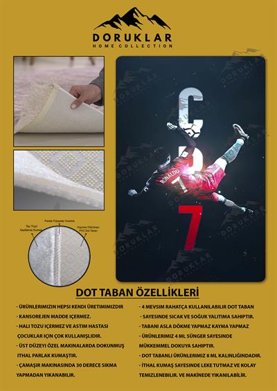 Kaymaz Taban Makinada Yıkanabilir Dijital Baskı Modern Desenli Çocuk Genç Odası Halısı Dot Taban Halı WLD08