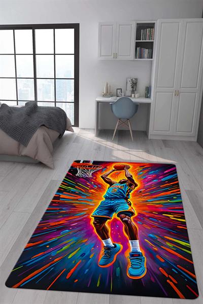Kaymaz Taban Makinada Yıkanabilir Dijital Baskı Modern Desenli Çocuk Genç Odası Halısı Dot Taban Halı WLD29