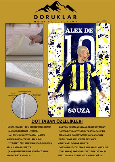 Kaymaz Taban Makinada Yıkanabilir Dijital Baskı Alex Desenli Çocuk Odası Halısı Dot Taban Halı 01
