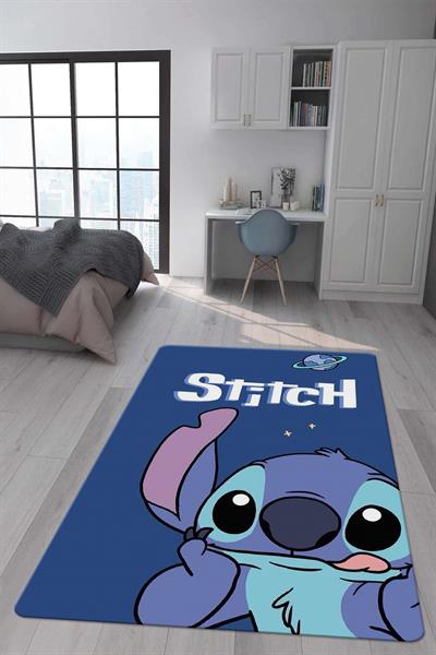 Kaymaz Taban Makinada Yıkanabilir Dijital Baskı Stitch Desenli Çocuk Odası Halısı Dot Taban Halı 0002