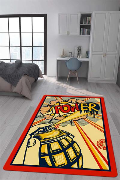 Kaymaz Taban Makinada Yıkanabilir Dijital Baskı Retro Desenli Çocuk Genç Odası Halısı Dot Taban Halı RTR13