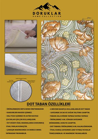 Kaymaz Taban Makinada Yıkanabilir Dijital Baskı Dekoratif Modern Desenli Rona Serisi Dot Taban Halı RN013