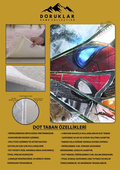 Kaymaz Taban Makinada Yıkanabilir Dijital Baskı Spiderman Desenli Çocuk Halısı