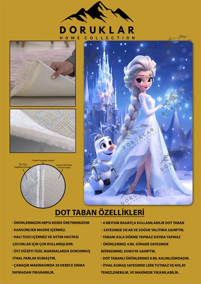 Kaymaz Taban Makinada Yıkanabilir Dijital Baskı Modern Desenli Genç Odası ve Çocuk Odası Halısı Dot Taban Halı