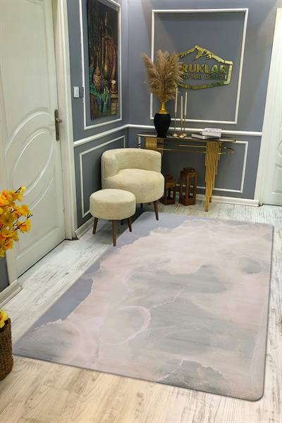 Kaymaz Taban Makinada Yıkanabilir Dijital Baskı Dekoratif Modern Desenli Rona Serisi Dot Taban Halı RN003