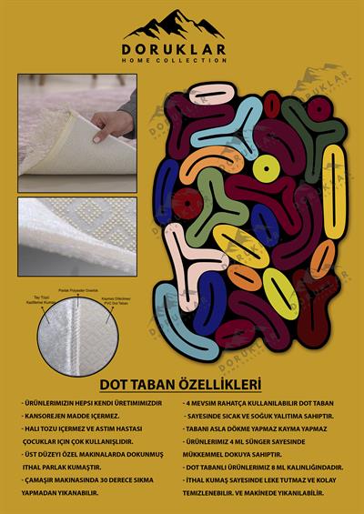 Kaymaz Taban Makinada Yıkanabilir Dijital Baskı Dekoratif Modern Desenli Nes Serisi Dot Taban Halı NES004