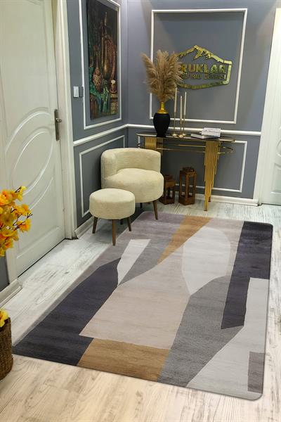 Kaymaz Taban Makinada Yıkanabilir Dijital Baskı Dekoratif Modern Desenli Rona Serisi Dot Taban Halı RN030