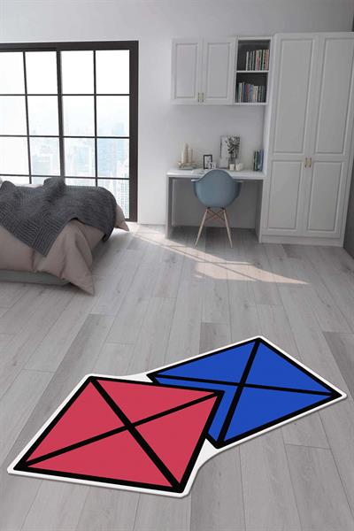 Kaymaz Taban Makinada Yıkanabilir Dijital Baskı Squid Game Zarf Desenli Genç Odası Halısı Dot Taban Halı SG10
