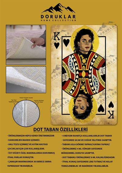 Kaymaz Taban Makinada Yıkanabilir Dijital Baskı Retro Desenli Çocuk Genç Odası Halısı Dot Taban Halı RTR06