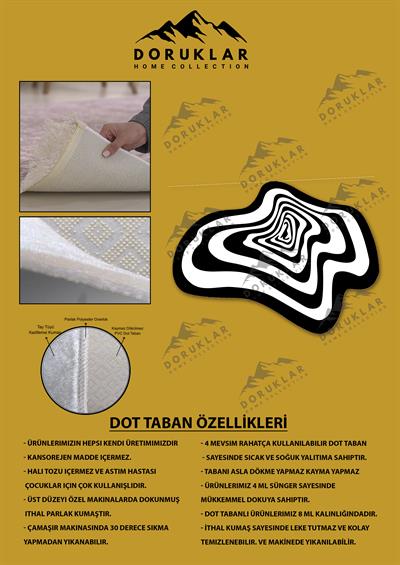 Kaymaz Taban Makinada Yıkanabilir Dijital Baskı Dekoratif Modern Desenli Nes Serisi Dot Taban Halı NES005
