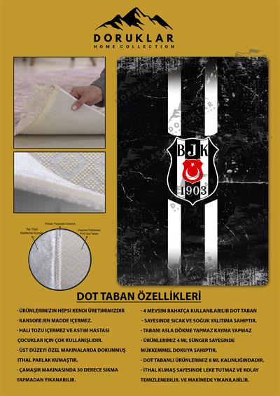 Kaymaz Taban Makinada Yıkanabilir Dijital Baskı Modern Desenli Genç Odası ve Çocuk Odası Halısı Dot Taban Halı