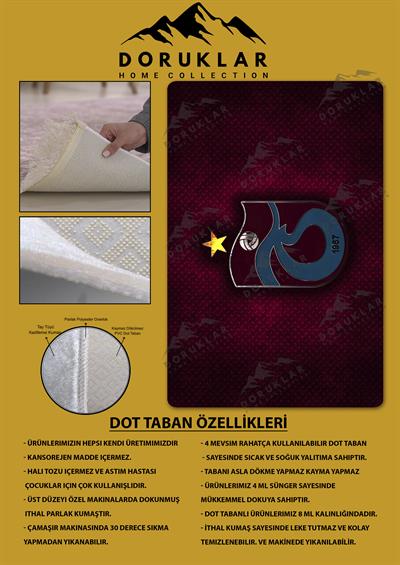 Kaymaz Taban Makinada Yıkanabilir Dijital Baskı Modern Desenli Genç Odası ve Çocuk Odası Halısı Dot Taban Halı