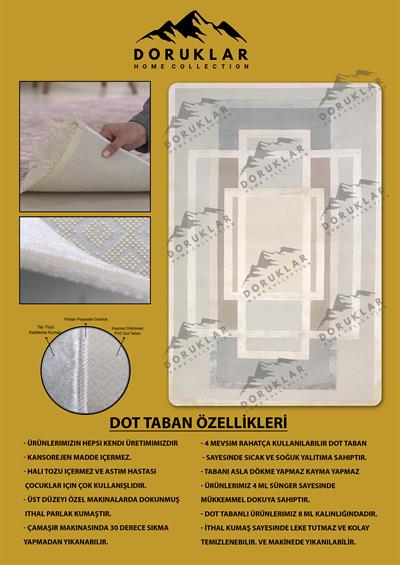 Kaymaz Taban Makinada Yıkanabilir Dijital Baskı Dekoratif Modern Desenli Rona Serisi Dot Taban Halı RN019