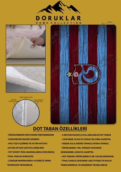 Kaymaz Taban Makinada Yıkanabilir Dijital Baskı Modern Desenli Genç Odası ve Çocuk Odası Halısı Dot Taban Halı