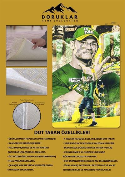 Kaymaz Taban Makinada Yıkanabilir Dijital Baskı Modern Desenli Çocuk Genç Odası Halısı Dot Taban Halı WLD11