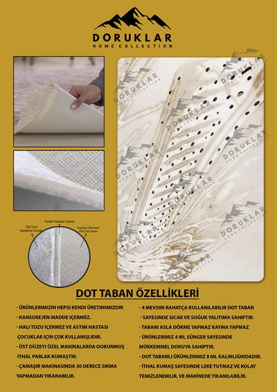 Kaymaz Taban Makinada Yıkanabilir Dijital Baskı Dekoratif Modern Desenli Rona Serisi Dot Taban Halı RN024