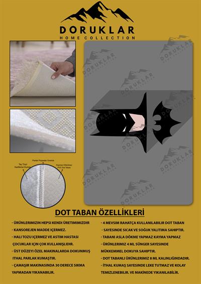 Kaymaz Taban Makinada Yıkanabilir Dijital Baskı Batman Desenli Genç Odası Halısı Dot Taban Halı GNC39