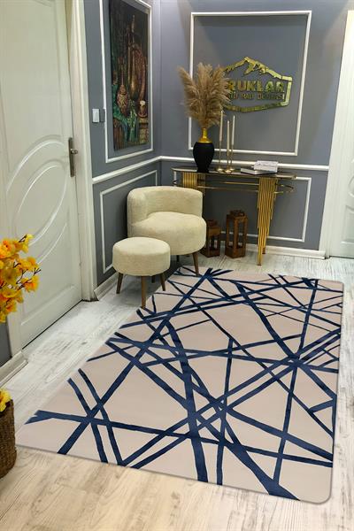Kaymaz Taban Makinada Yıkanabilir Dijital Baskı Dekoratif Modern Desenli Rona Serisi Dot Taban Halı RN014