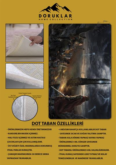 Kaymaz Taban Makinada Yıkanabilir Dijital Baskı Yüzükler Efendisi Desenli Genç Odası Halısı